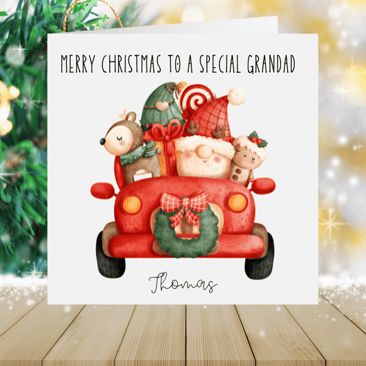 Grandad's Personalised Christmas Card - The Christmas Car