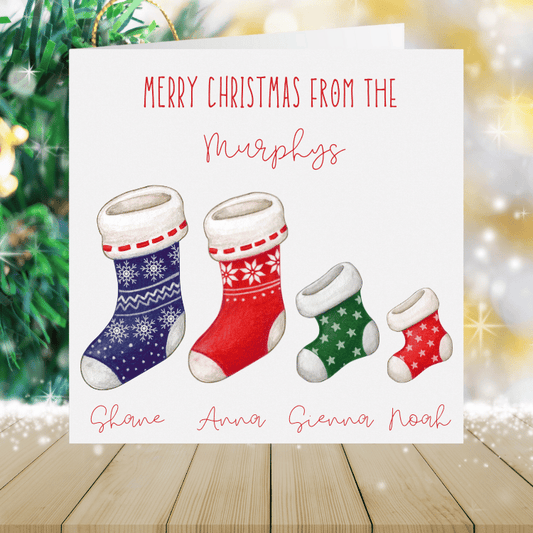 From The Family - Personalised Christmas Card - Stockings