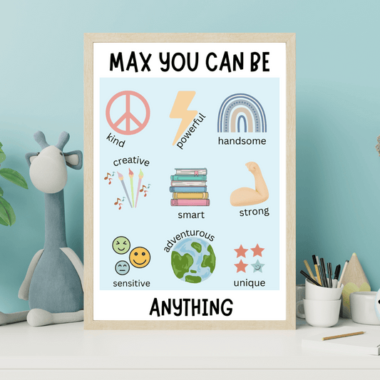 Personalised You Can Be Anything Poster For Boys