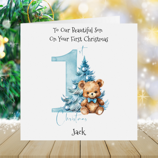 Baby Boy's First Christmas - Teddy Bears Christmas