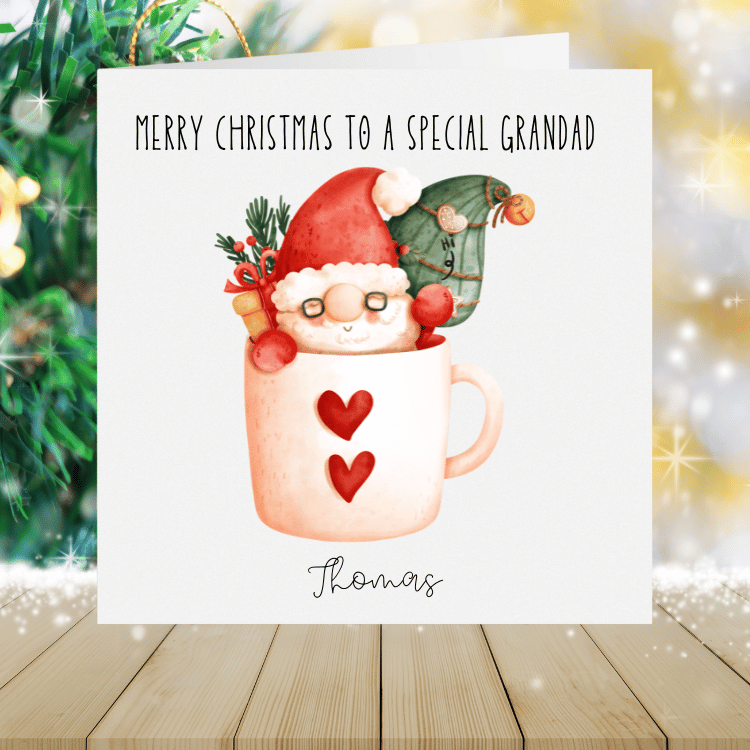 Grandad's Personalised Christmas Card - The Christmas Cup