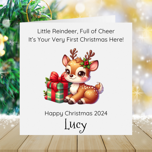 Baby Girl's First Christmas - Little Reindeer Full Of Cheer