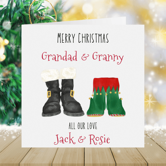 Grandparents Personalised Christmas Card - Santa Boots