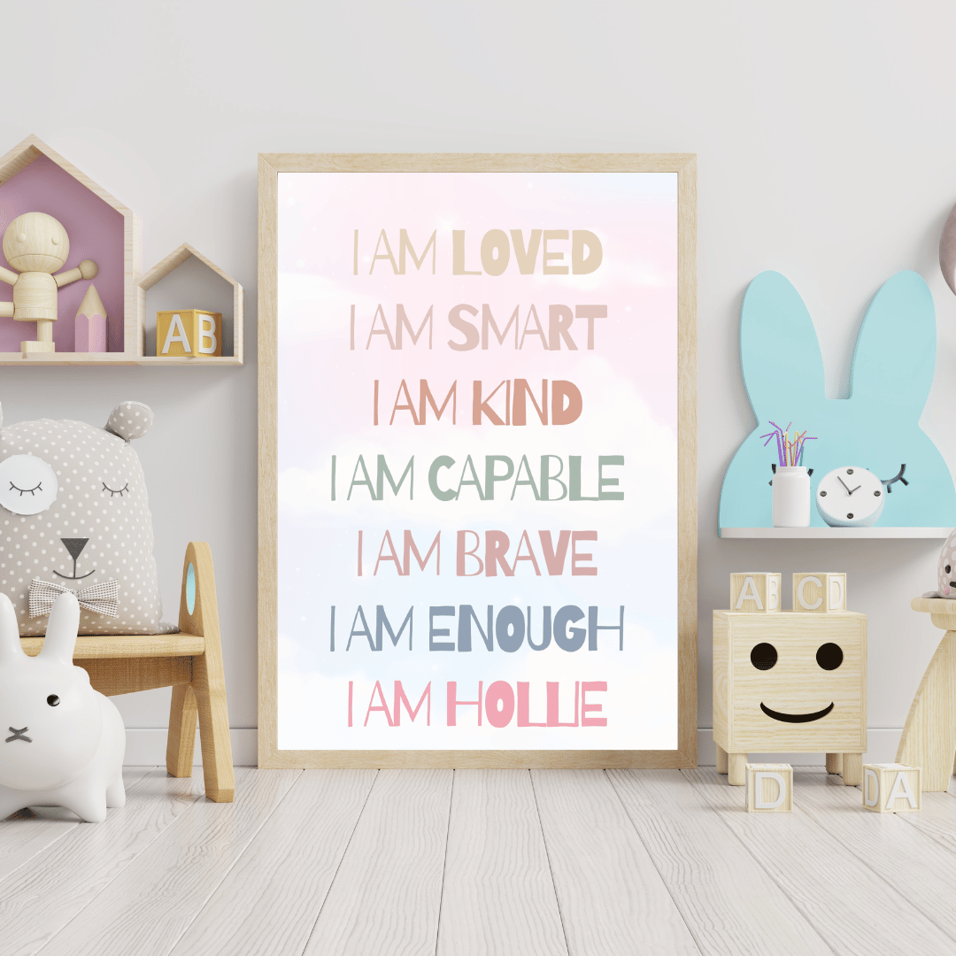 Personalised "I Am" Positive Affirmation Poster - Cotton Candy