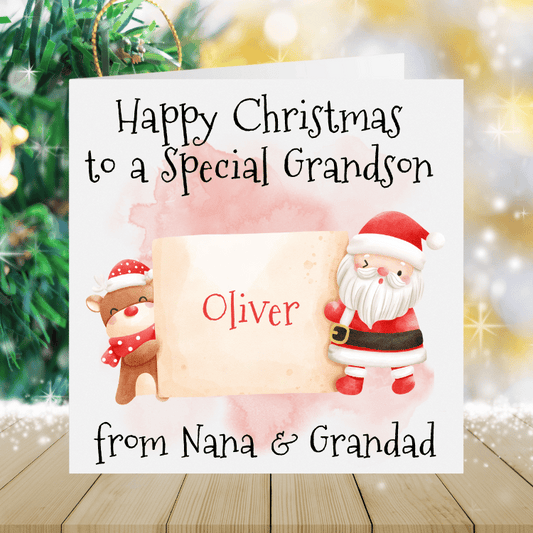 Grandson Personalised Christmas Card - Santa Sign